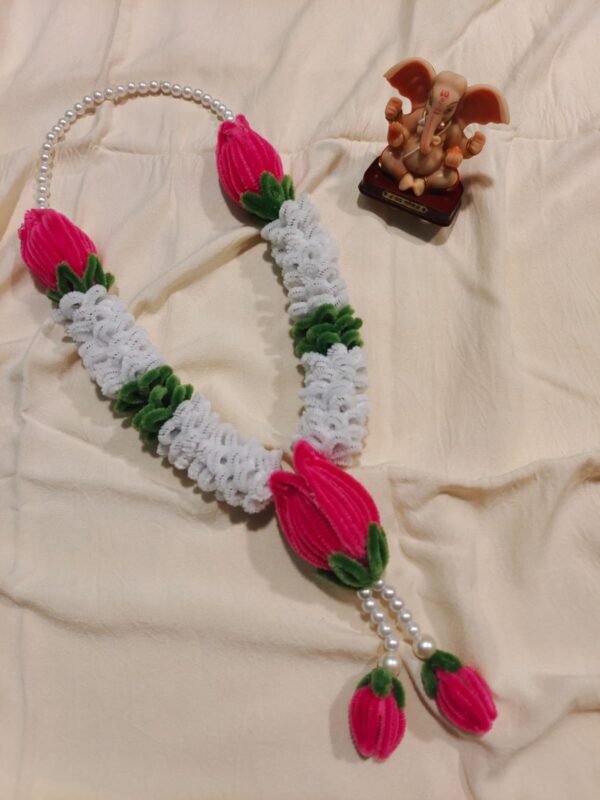 WhatsApp Image 2026-08-14 at 5.59.54 PM (1) Pink Lotus Mogra Pearl Mala | Ganpati Decoration | Premium Quality | Festive Decor | Perfect for All Occasions