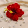 Red Hibiscus Flower | Vibrant Floral Accent | Ganpati Decor | Festive Home Styling | Festive Flower Decoration | Ganpati & Mandal Decor