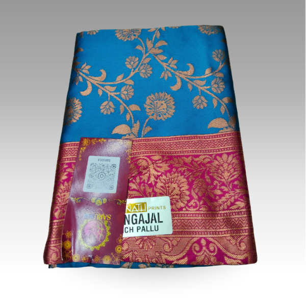 SSRB73600063_S9_Blue (2) Gangajal Blue Saree | SaruSilk | Blush Pink Pallu with Serene Blue Elegance | Women
