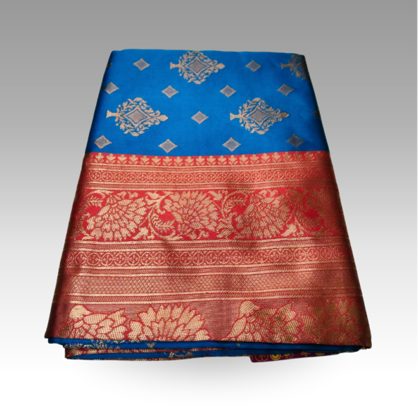 SSRB76780066_S9_Blue2 Gangajal Blue Saree | SaruSilk | Azure Pallu Grace with Timeless Ethnic Sophistication | Women