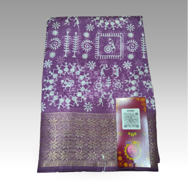 SSSD52880023_NP2_Purple (2) Banarsi Varli Purple Saree | SaruSilk | Royal Tribal Artistry with a Festive Traditional Touch | Women
