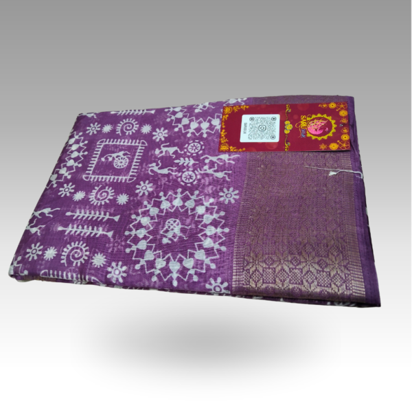 SSSD52880023_NP2_Purple Banarsi Varli Purple Saree | SaruSilk | Royal Tribal Artistry with a Festive Traditional Touch | Women