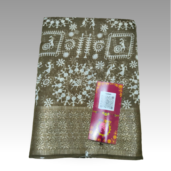 Banarsi Varli Coffee Brown Saree | SaruSilk | Earthy Elegance with Timeless Ethnic Charm | Women