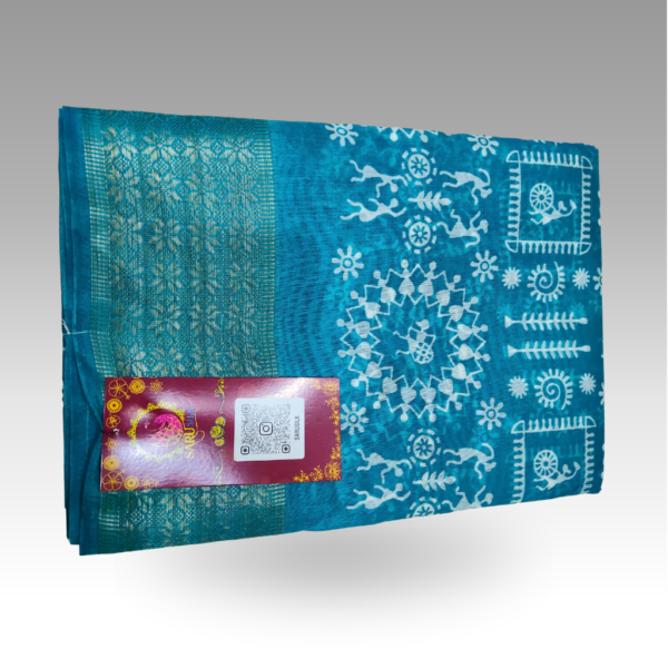 SSSD52880025_NP2_Blue Banarsi Varli Blue Saree | SaruSilk | Serene Blue Sophistication with Traditional Artistic Beauty | Women