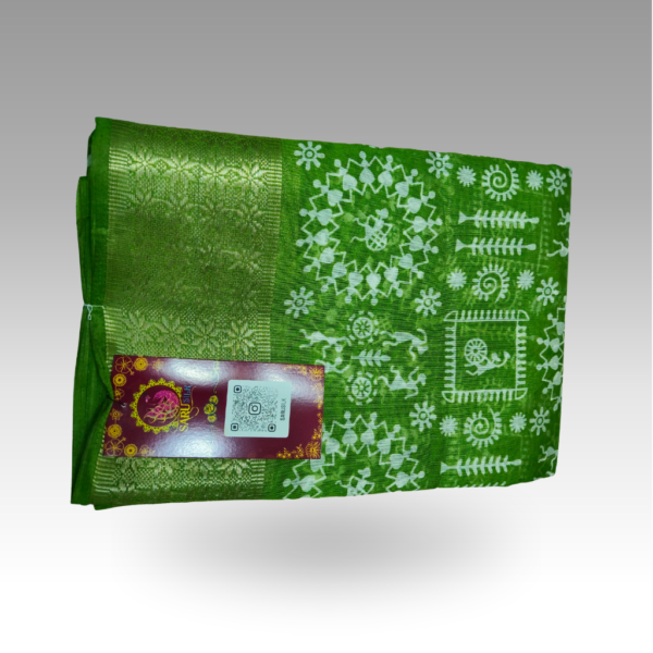 SSSD52880026_NP2_Green (2) Banarsi Varli Green Saree | SaruSilk | Lush Green Heritage with Graceful Traditional Detailing | Women