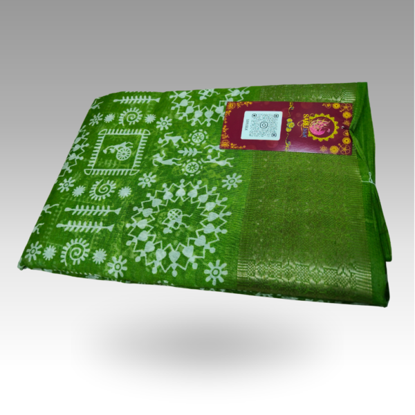 SSSD52880026_NP2_Green (3) Banarsi Varli Green Saree | SaruSilk | Lush Green Heritage with Graceful Traditional Detailing | Women