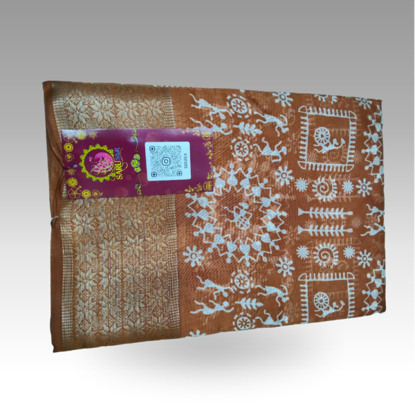 SSSD52880027_NP2_orange (2) Banarsi Varli Orange Saree | SaruSilk | Vibrant Heritage Charm for Festive Celebrations & Everyday Grace | Women