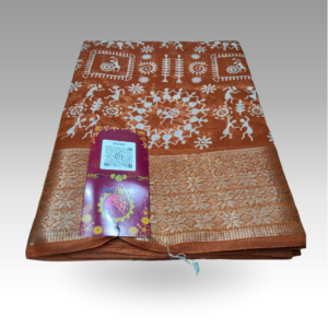 SSSD52880027_NP2_orange (3) Banarsi Varli Orange Saree | SaruSilk | Vibrant Heritage Charm for Festive Celebrations & Everyday Grace | Women