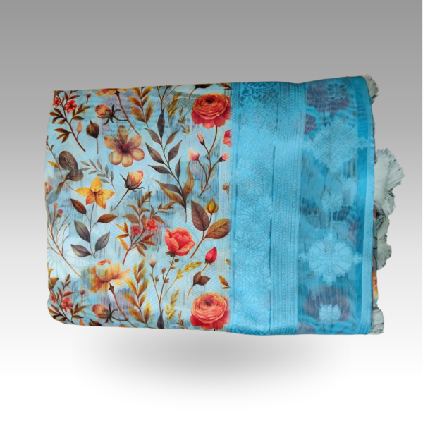 Veer Bhadra Blue Saree | SaruSilk | Graceful Floral Charm for Festive Moments & Everyday Style | Women