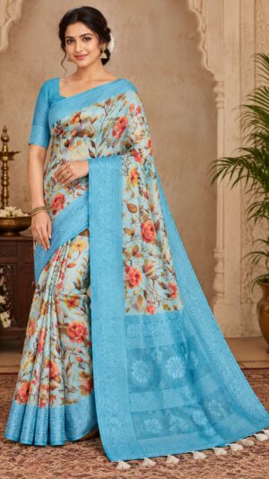 WhatsApp Image 2026-10-24 at 11.13.14 AM Veer Bhadra Blue Saree | SaruSilk | Graceful Floral Charm for Festive Moments & Everyday Style | Women